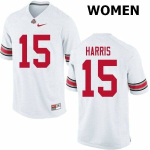 NCAA Ohio State Buckeyes Women's #15 Jaylen Harris White Nike Football College Jersey TOP4545TG